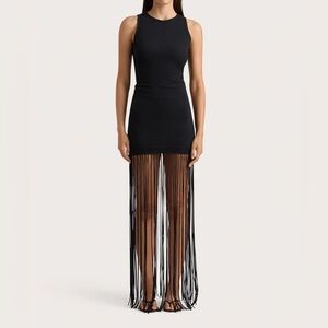 Faithfull the Brand Black Fringe Dress